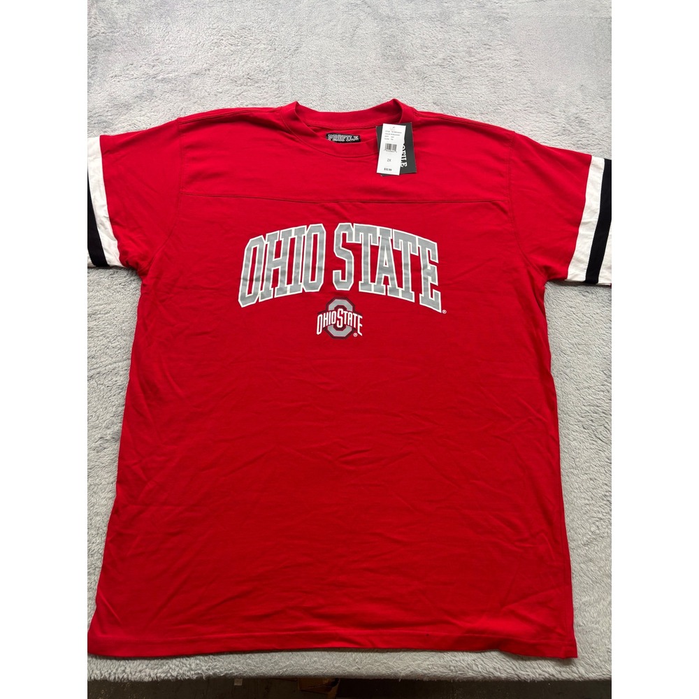 Profile Varsity Ohio State Buckeyes Red Striped Sleeve‎ T-Shirt Mens 2X New